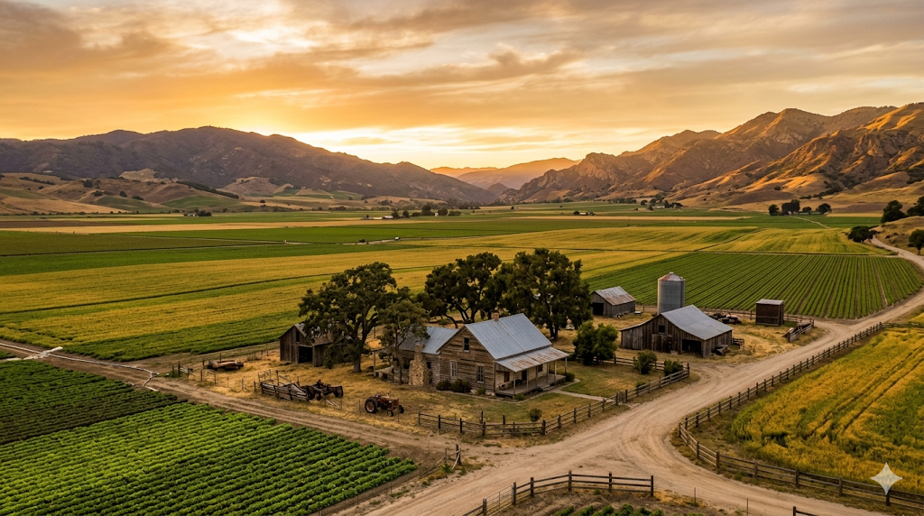 스타인벡의 에덴의 동쪽 배경인 캘리포니아 살리나스 계곡의 풍경 이미지