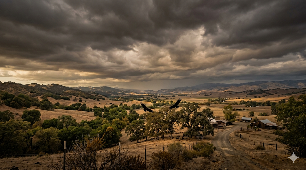 붉은 망아지 스타인벡 — 자연의 징후, 독수리와 어두운 하늘