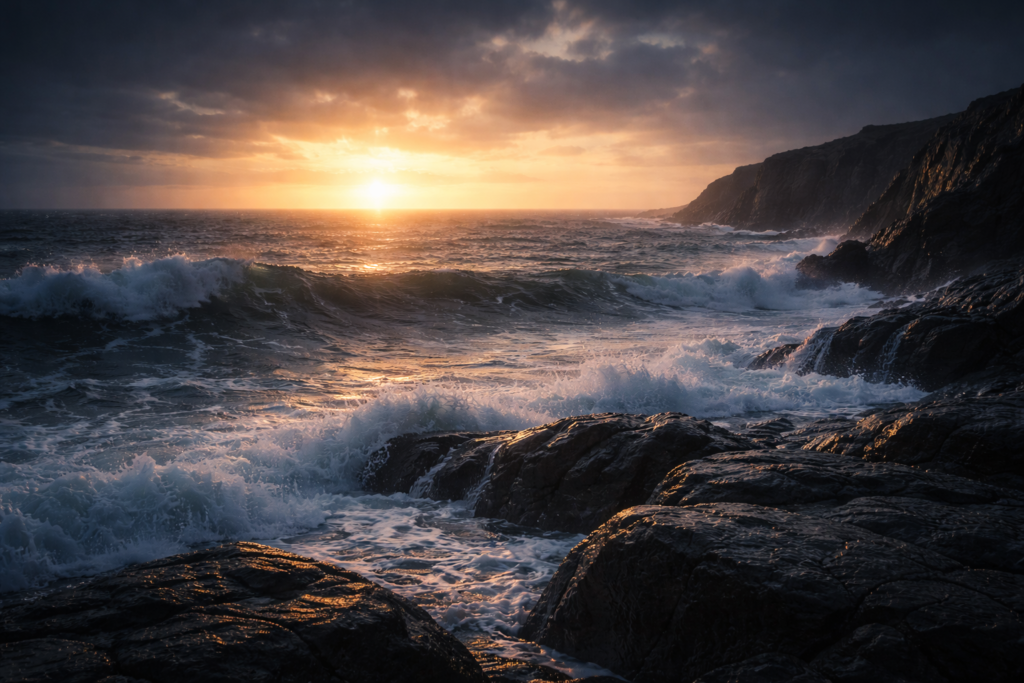 불만의 겨울 이선 홀리 구원 새벽 바닷가